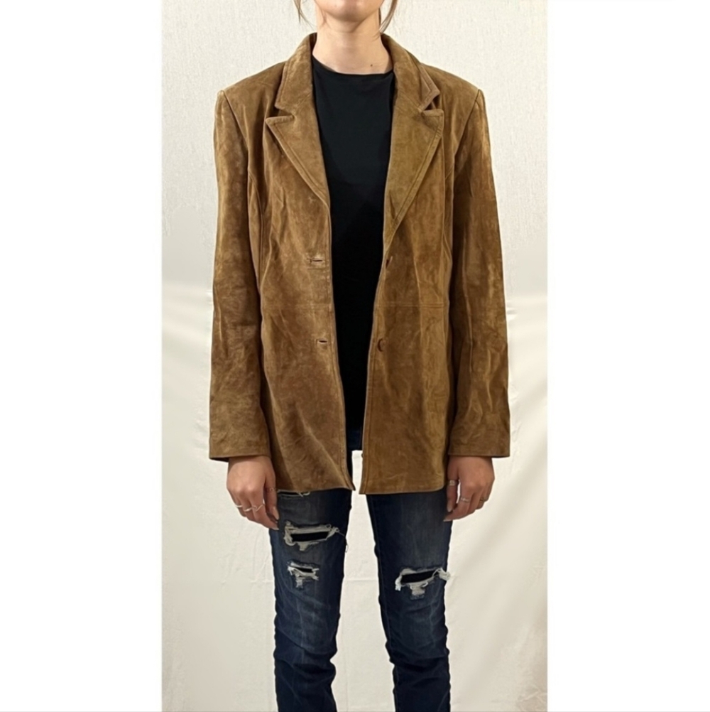Vintage St. John's Bay Washable Suede Jacket Coat Brown Leather Women's Medium M - Picture 3 of 12